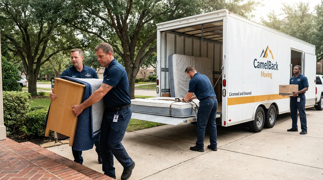 Crew loading residential truck for cross-state move from Vienna, IL