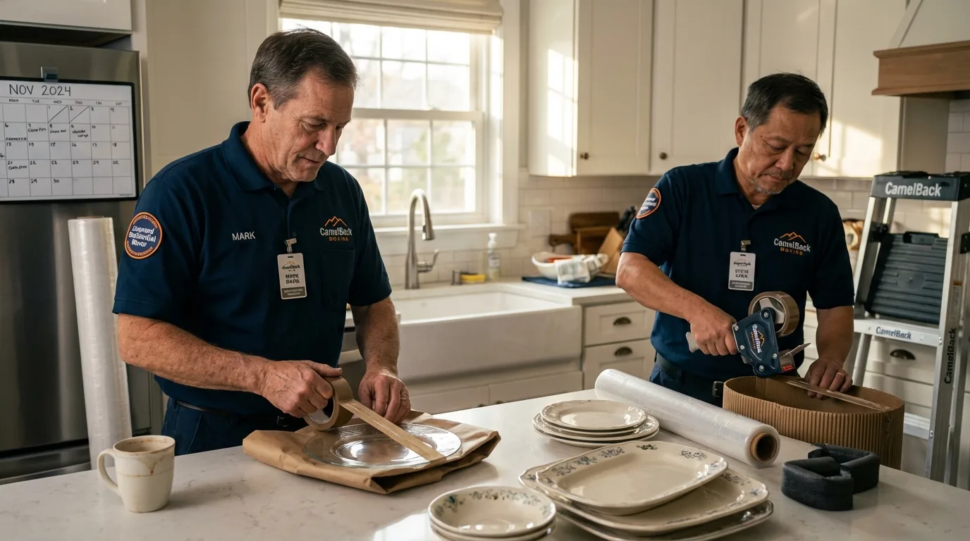 Professional crew packing kitchen dishware in Vienna, IL